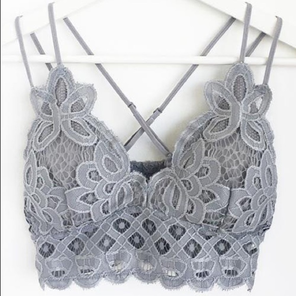 Grey lace bralette lightly padded